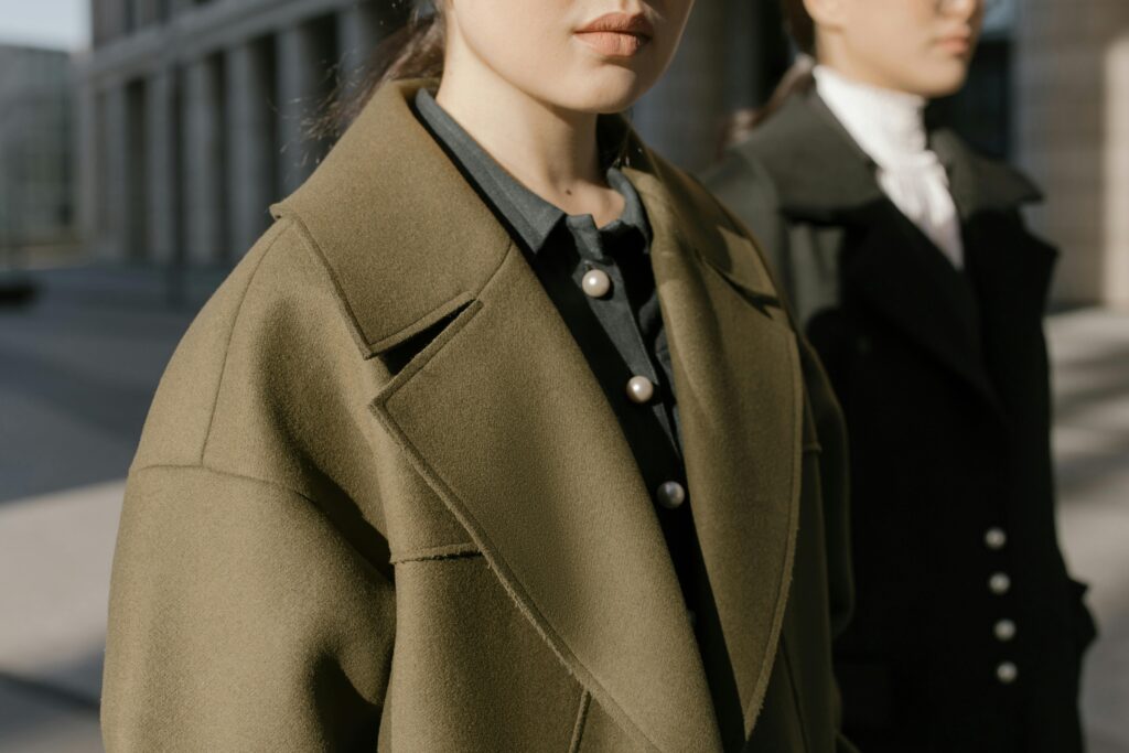 Collar of Woman's Green Coat