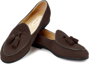 Chocolate brown penny loafers in genuine leather $59