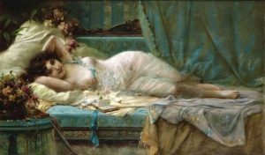 【RECLINING WOMAN】Hans Zatzka (1859-1945)